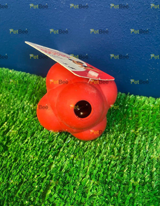 Classic Odd Ball Rubber Fetch Dog Toy - 95mm with Bell - Blue / Purple / Red