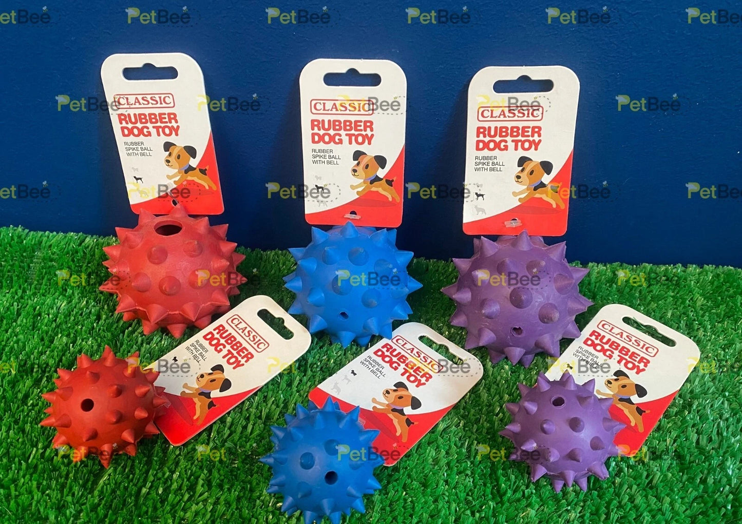 Classic Rubber Dog Toy Spike Ball with Bell