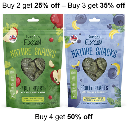 Excel Nature Snacks - Herby Hearts & Fruity Feasts - Rabbit Guinea Fruit Treats