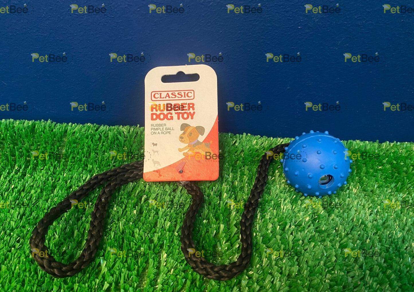 Dog Puppy Play Ball on Rope Rubber Pimple Classic Pet Products 5cm Diameter