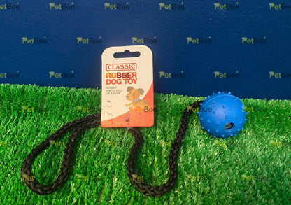 Dog Puppy Play Ball on Rope Rubber Pimple Classic Pet Products 5cm Diameter