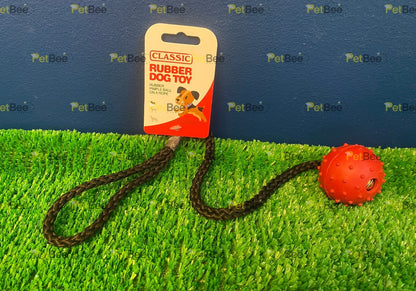 Dog Puppy Play Ball on Rope Rubber Pimple Classic Pet Products 5cm Diameter