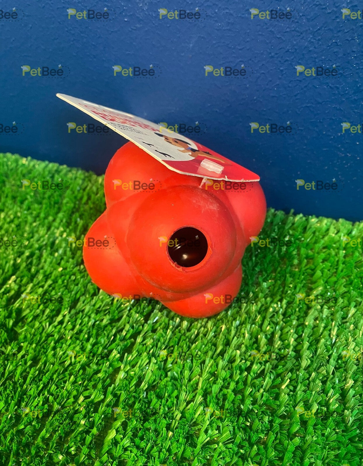 Classic Odd Ball Rubber Fetch Dog Toy - 95mm with Bell - Blue / Purple / Red