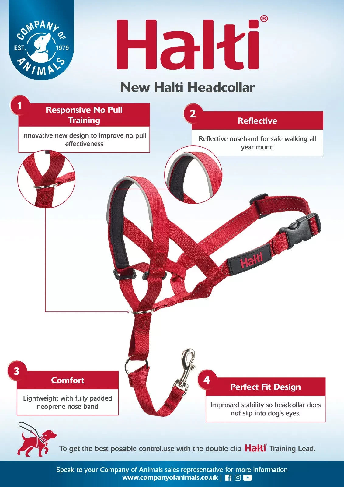 Halti Training Headcollar - Stop Pulling Dog Collar No Pull Solution Red / Black