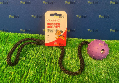 Dog Puppy Play Ball on Rope Rubber Pimple Classic Pet Products 5cm Diameter