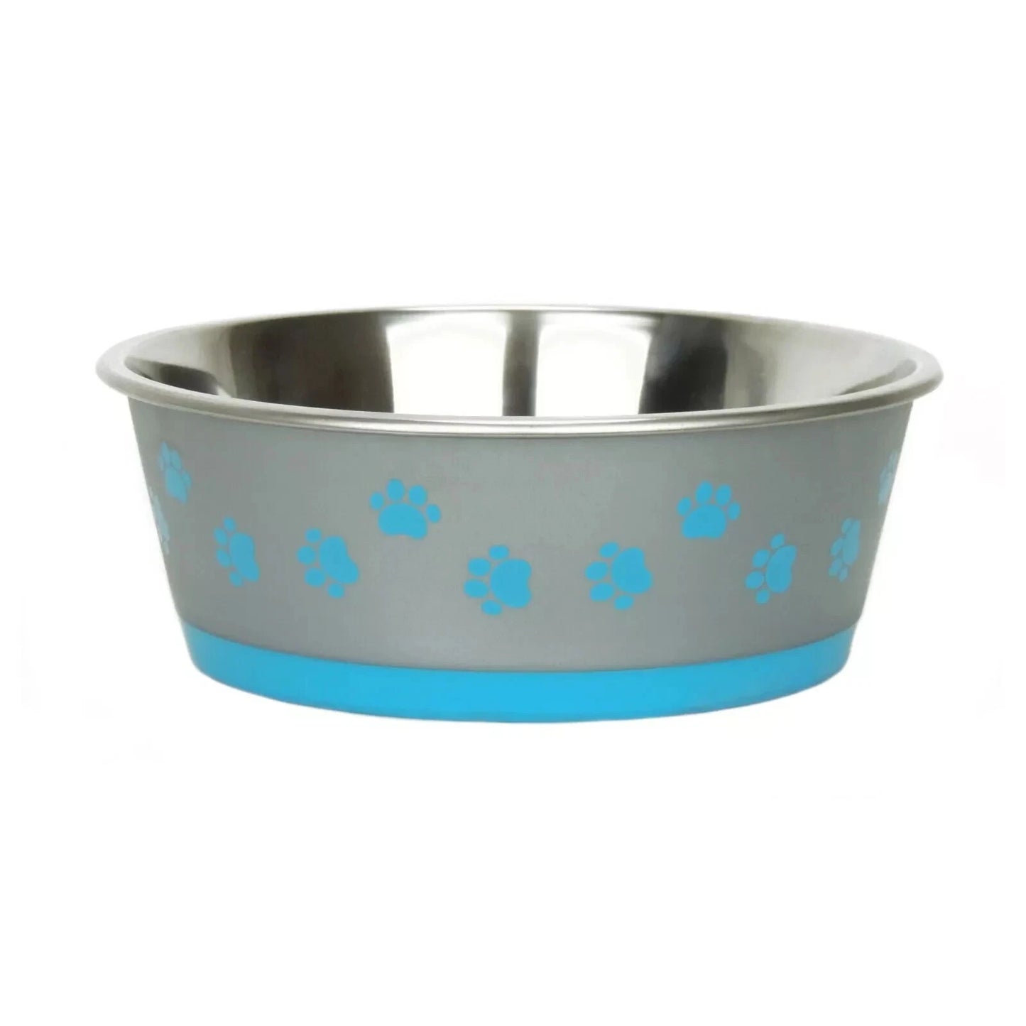 Classic Stainless Steel Bowl Blue or Pink Paws Hybrid Bowl