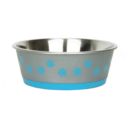Classic Stainless Steel Bowl Blue or Pink Paws Hybrid Bowl