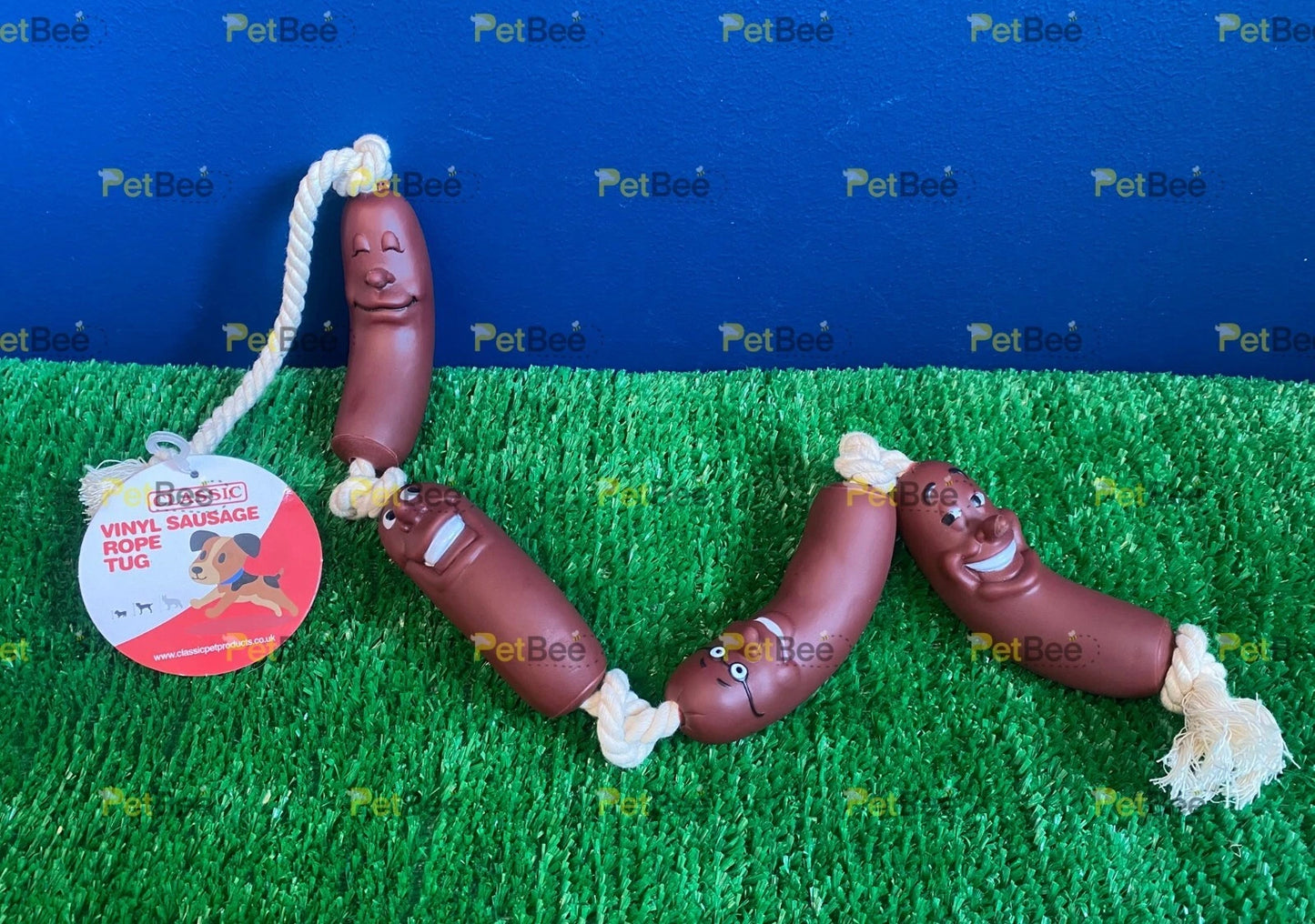 Classic Vinyl Rope Tug Toy 27" - 32" - Sausage / Chicken / Bones