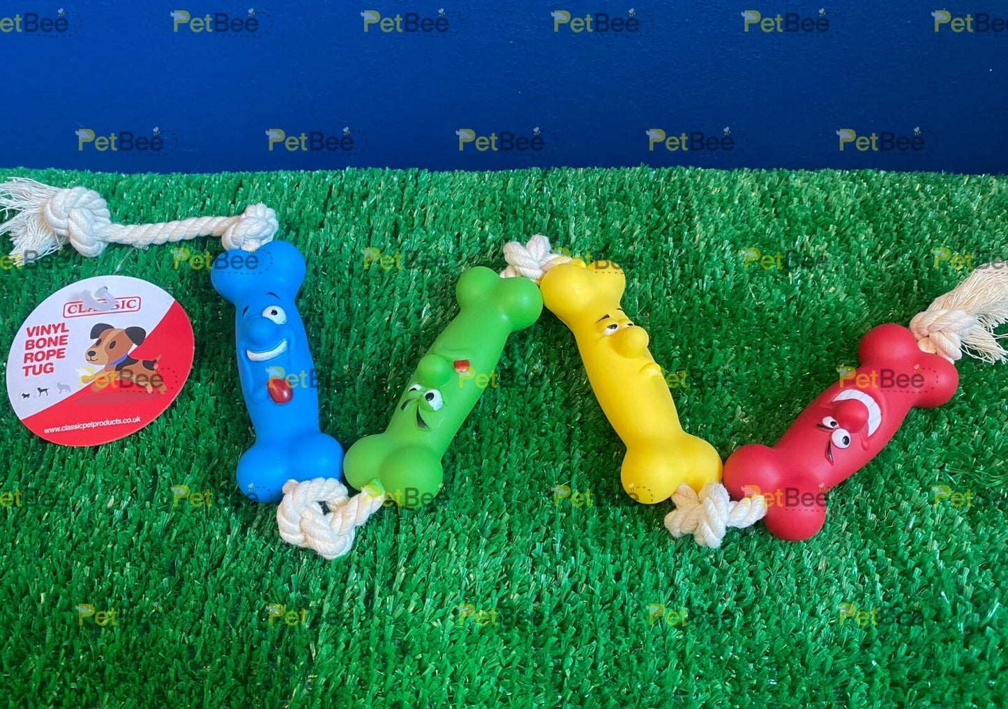 Classic Vinyl Rope Tug Toy 27" - 32" - Sausage / Chicken / Bones